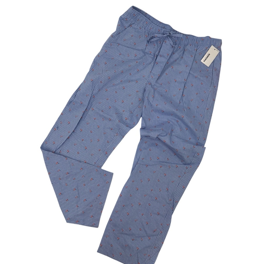 Sonoma Mens Size Large Woven Pajama Pants flamingos blue stripe NWT - Picture 2 of 10